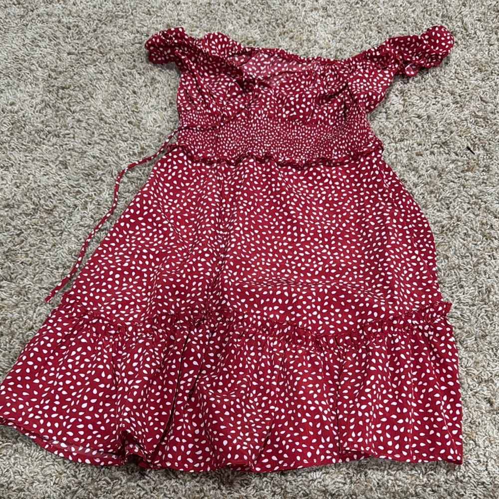 SHEIN Red Heart Print Casual Dress